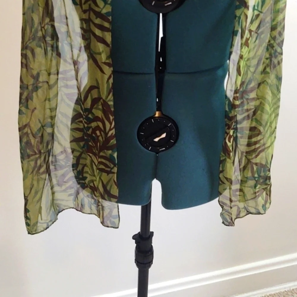 Kenneth Cole Botanical Print Green Silk Scarf